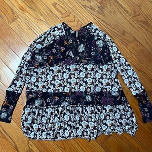 Free People Floral Long Sleeve Women's Top Oversized